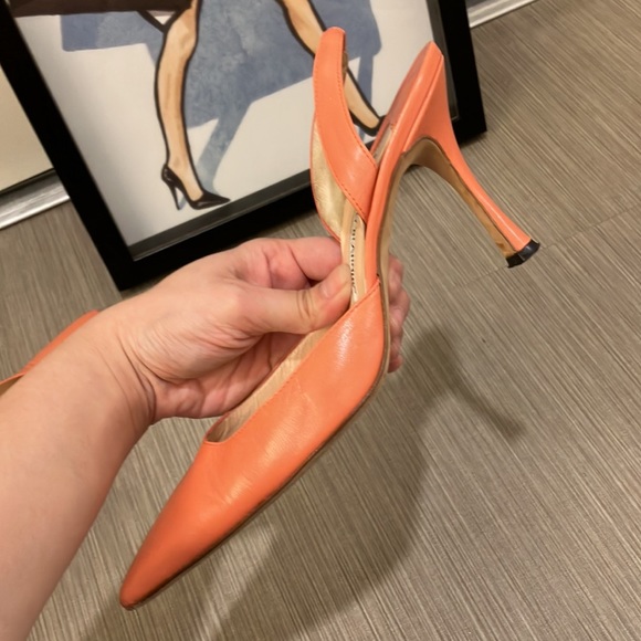 Manolo Blahnik coral slingback heels 37 - Picture 5 of 12